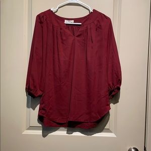 3/4 length sleeve maroon blouse